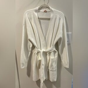 Eberjey Gisele Ivory Robe Shawl Collar Tie Waist Womens Sz Medium